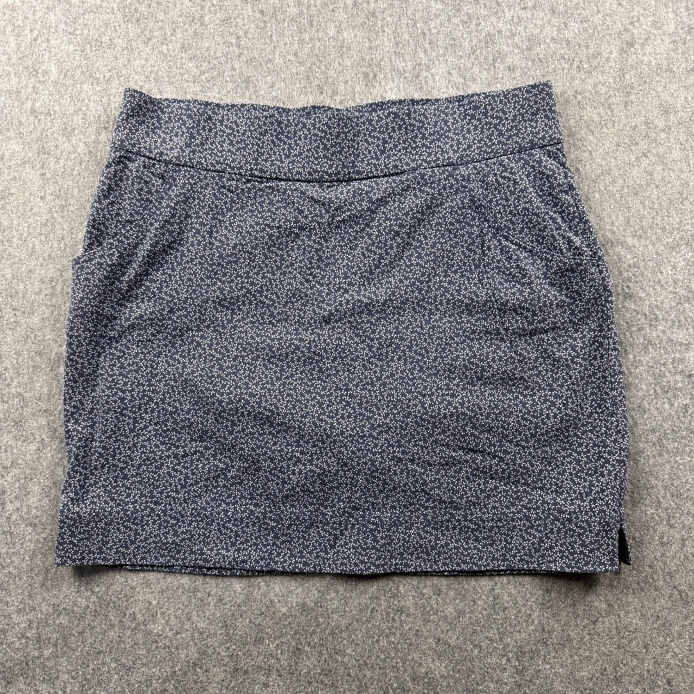 Columbia Women Navy Blue Micro Print Active Skort Size L Hiking Golf Travel
